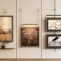 Wall Art Decor With Framed Paintings Mosaic Design And Metal Brackets