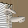Modern White Curved Pendant Lights Combination with Soft Light and Window Blinds