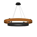 Modern Circular Chandelier with Brown and Black Ring Shaped Structure Suspended by Thin Cables 3d model