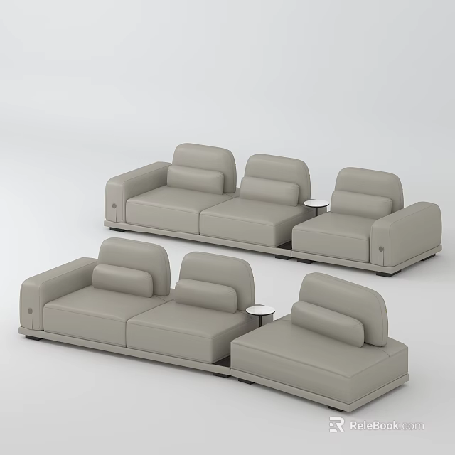 Modern Gray Multi Seat Sofa Set With Modular Design For Living Room 3d model