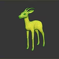 Yellow Antelope Sculpture With Shiny Surface And Reflection On Black Background