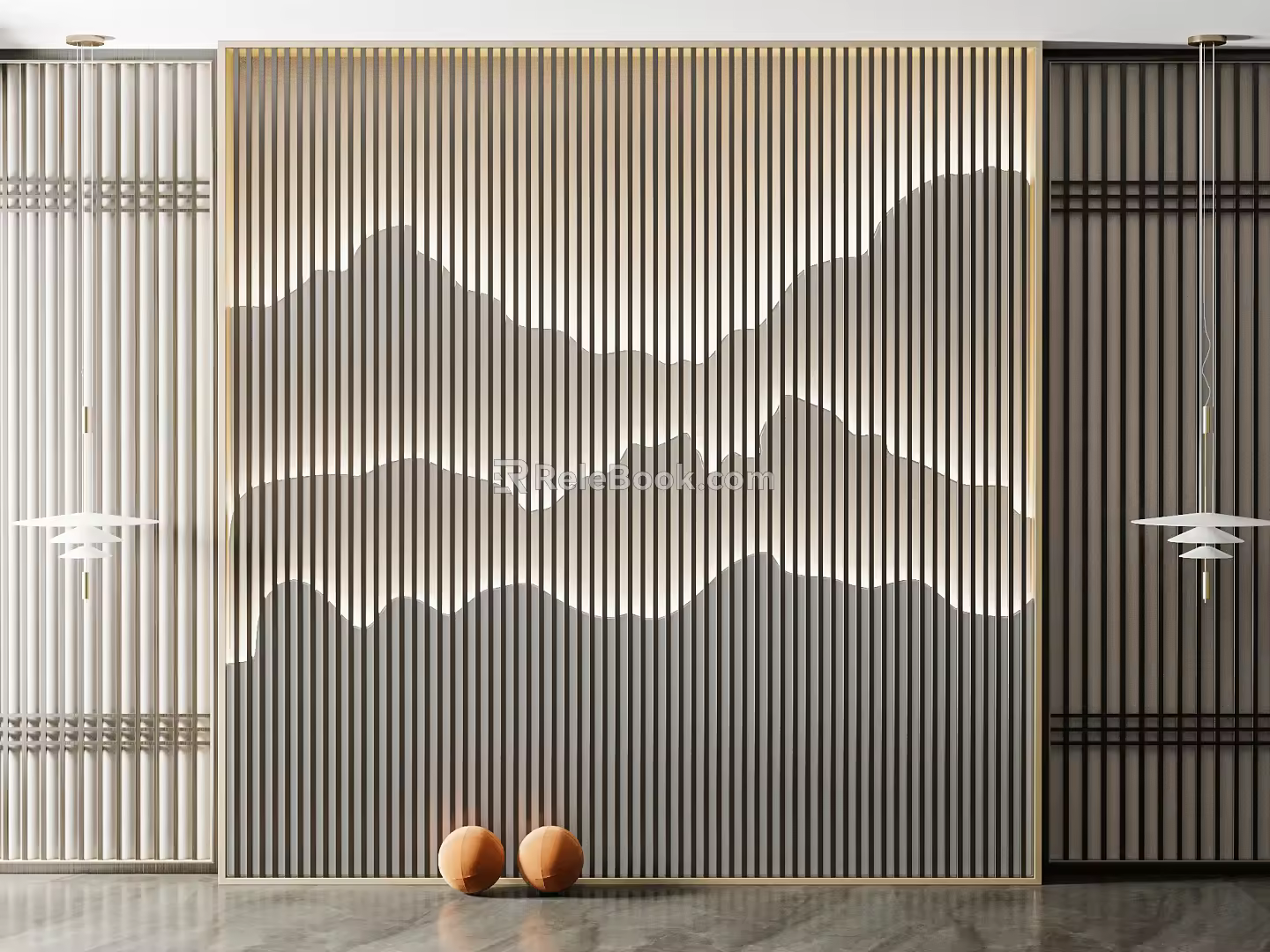New Chinese background wall background wall partition 3d model