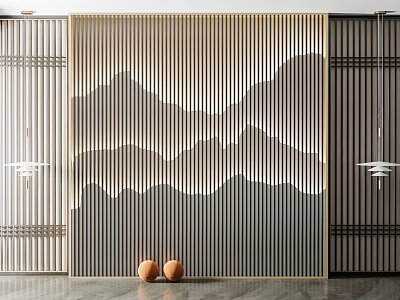 New Chinese background wall background wall partition 3d model