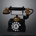 Vintage Black Telephone With Brass Receiver Bell Dial And Numbers