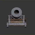 Old Historical Cannon Weapon With Wooden Carriage And Metal Barrel