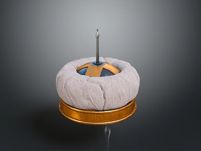 Elegant White Fabric Hat Featuring Gold Base And Central Metal Pin 3d model