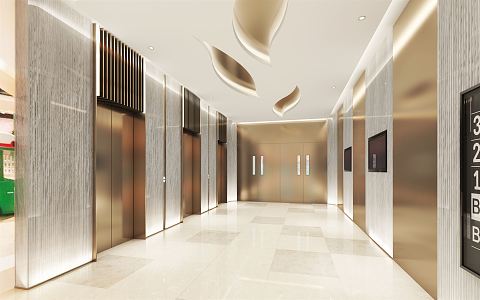 Modern Elevator Hall Mall Elevator Hall 3d model