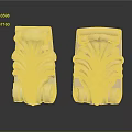 Decorative Plant Carved Elements With Cream And Beige Ornate Leaf Patterns 3d model