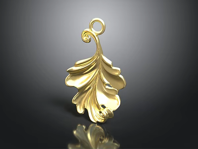 Golden Leaf Pendant with Swirl Design for Daily Life Accessory 3d model