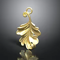 Golden Leaf Pendant with Swirl Design for Daily Life Accessory