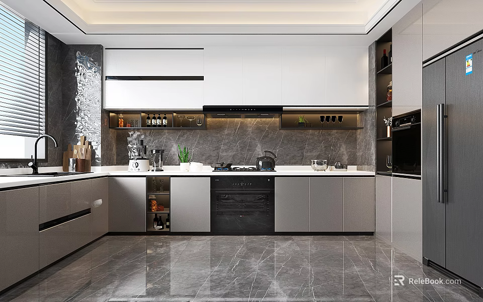 Modern Kitchen Interior With Sleek Cabinets And Stainless Steel Appliances 3d model 