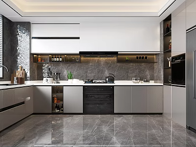 Modern Kitchen Interior With Sleek Cabinets And Stainless Steel Appliances 3d model