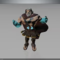 Muscular Greek Style Warrior Character With Blue Arms Red Cape And Decorative Belt