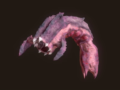 Mysterious Purple Pink Fantasy Creature With Spiked Body And Sharp Claws 3d model