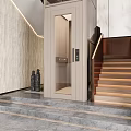 Elegant Modern Entryway With Elevator Staircase And Marble Accents Decorative Statues 3d model
