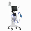 Medical Ventilator Equipment With Mobile Cart Digital Display And Breathing Circuit Tubes