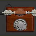 Vintage Rotary Dial Telephone With Wooden Base And Metal Handset In Mobile Digital