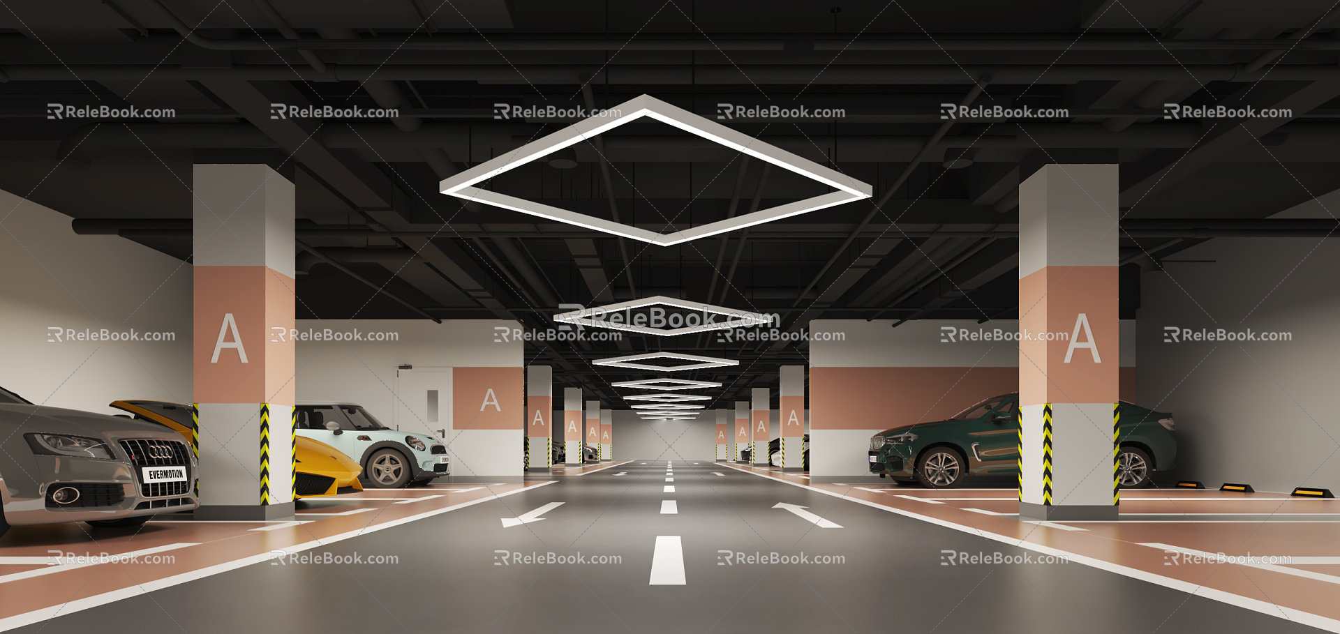 Modern Parking Mall Parking Entrance Away 3d model