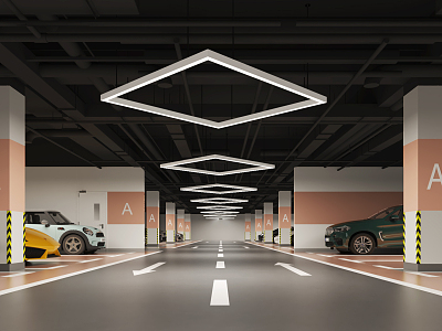 Modern Parking Mall Parking Entrance Away 3d model