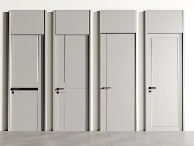 Modern Flush Doors In Various Styles With Neutral Color And Sleek Frames 3d model