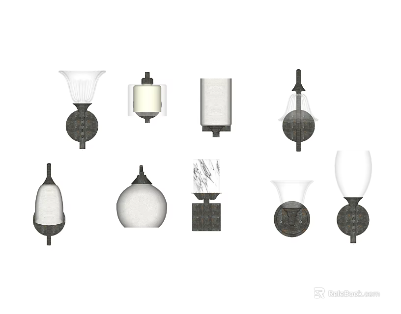 Stylish Wall Lamps With Various Unique Designs For Home Interior Decor 3d model