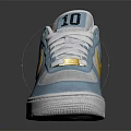Stylish Nike Light Blue Sneakers With White Laces Yellow Logo And Number 10 On Tongue