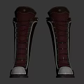 Knee High Leather Boots With Lace Up Design And Silver Toe Caps