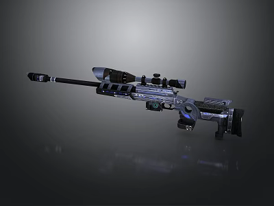 Modern Tactical Sniper Rifle With Telescopic Sight And Metal Body Design 3d model