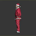 Elderly Man Dressed in Santa Claus Red Suit With White Beard and Green Shoes