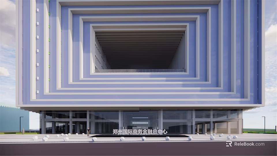 Zhengzhou International Chamber of Commerce Headquarters Office Building with Modern Geometric Facade and Glass Walls 3d model 