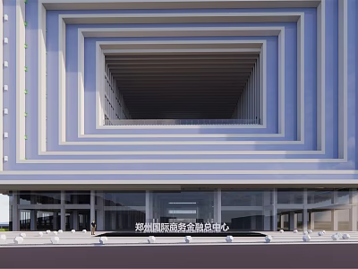 Zhengzhou International Chamber of Commerce Headquarters Office Building with Modern Geometric Facade and Glass Walls 3d model