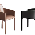 Brown And Black Leather Dining Chairs With Modern Ergonomic Design Side By Side View 3d model