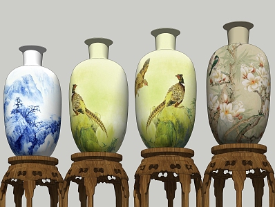 Chinese painting vase porcelain ornaments 3d model