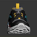 Stylish Modern Sports Shoes With Black Gray Yellow Blue Red Accents And White Sole
