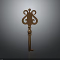 Ornate Copper Key With Intricate Decorative Top And Classic Design Elements