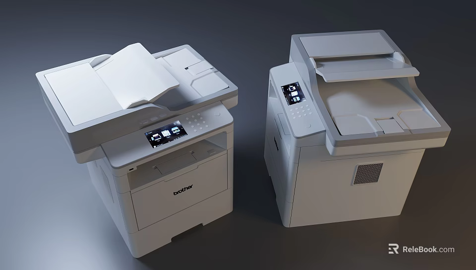 High Quality Brother White Office Appliances Two Multifunction Printers For Workplace 3d model 