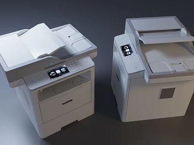 High Quality Brother White Office Appliances Two Multifunction Printers For Workplace 3d model
