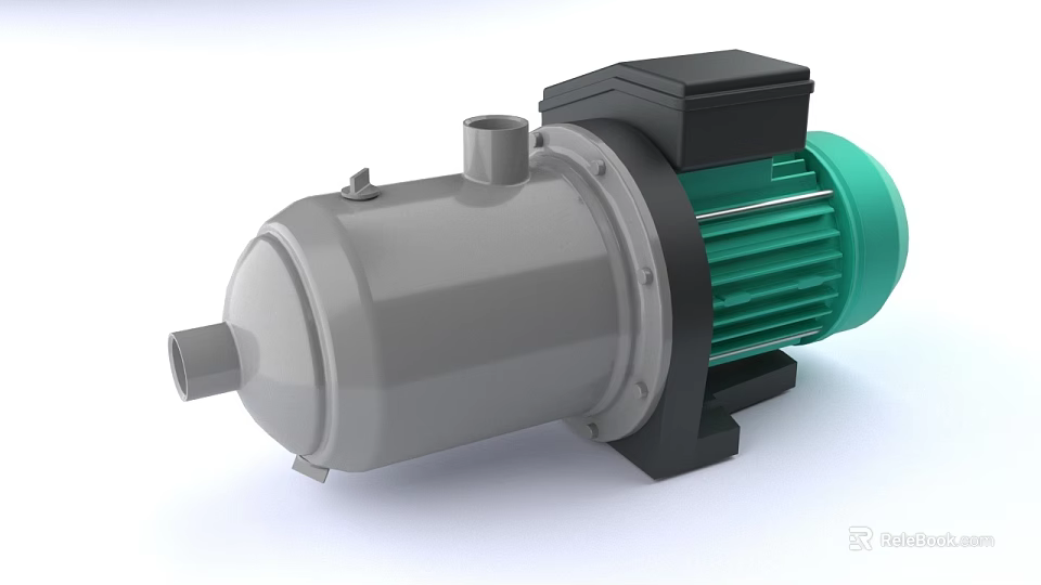 High Performance Industrial Water Pump Featuring Green Motor Gray Body And Stable Base 3d model 