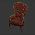 Stylish Red Tufted Armchair With High Back Design And Sturdy Wooden Legs