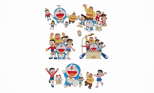 Modern 2D Cartoon Doraemon Silhouette 3d model