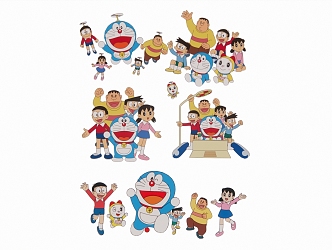 Modern 2D Cartoon Doraemon Silhouette 3d model