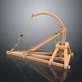 Ancient Wooden Catapult Weapon with Medieval Siege Warfare Design and Frame Structure