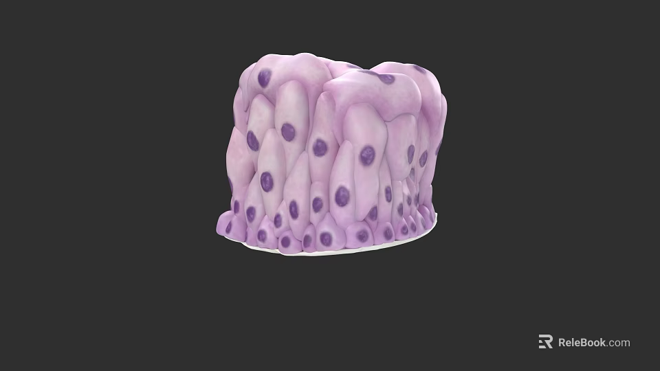 3D Anatomical Structure of Pelvic Organs With Purple Cellular Details Rendering 3d model 