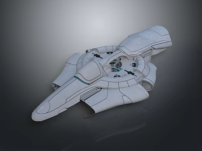 Space and Aerospace 3D Model White Spaceship With Wing Like Structures And Central Circular Design 3d model