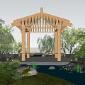 Modern pavilion gazebo landscape 3d model
