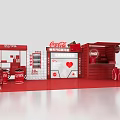 Coca Cola And ChunYue Red Exhibition Booth With Beverage Displays And Shelves