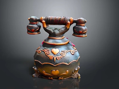 Retro Style Digital Decorative Speaker With Heart Patterns And Colorful Details 3d model
