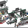 Building Blocks Race Car Pit Stop Garage Set With Minifigures Race Car And Track Elements