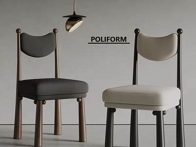 Poliform Modern Dining Chairs With Dark And Light Upholstered Seats And Wooden Legs 3d model