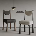 Poliform Modern Dining Chairs With Dark And Light Upholstered Seats And Wooden Legs